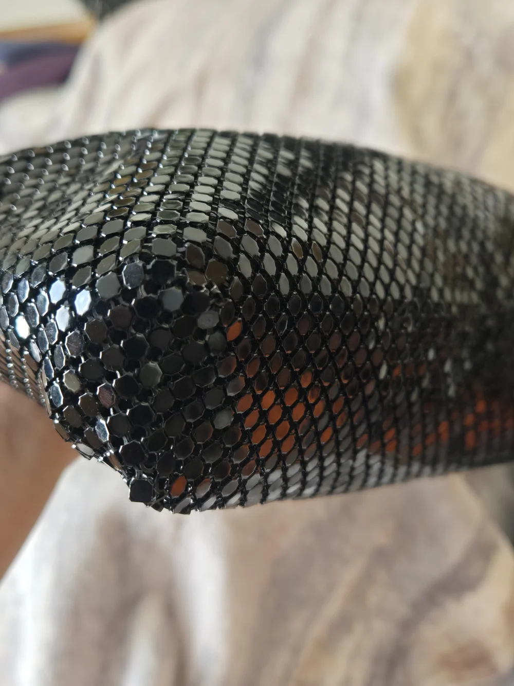 Black Metal Mesh Evening Bag Gold Ring Handle Chainmail Clutch Purse